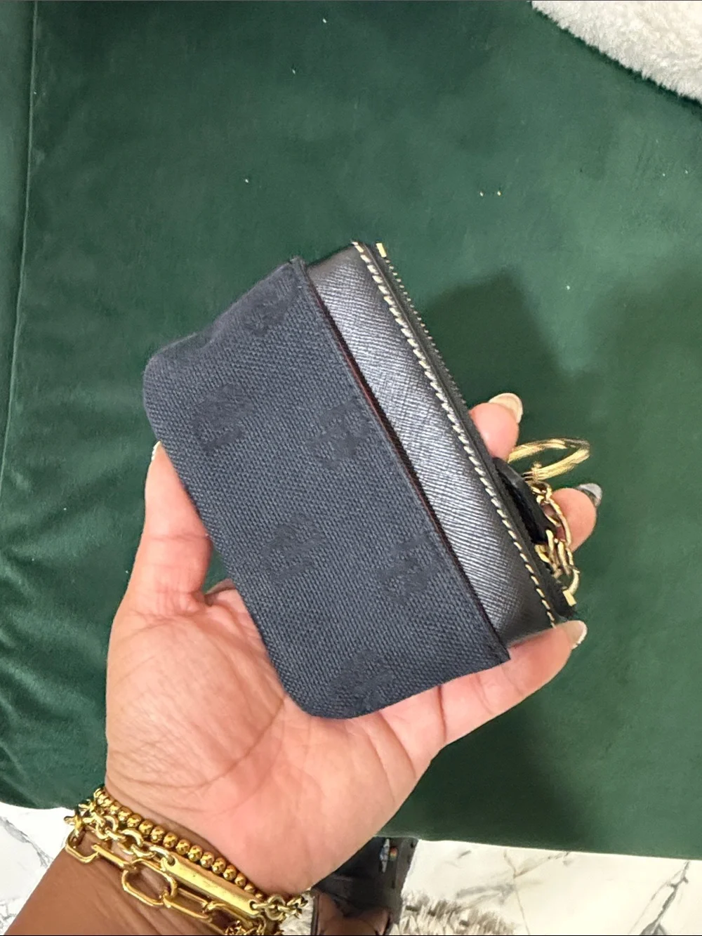 Dooney & Bourke Black Key Pouch with Gold Hardware